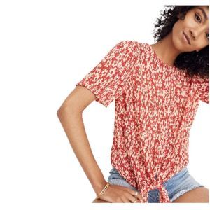 MADEWELL Crinkled Button-Back Tie Tee in Full Bloom XXS